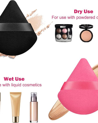 Problems Solved 4pcs triangle velvet powder puffs for pressed makeup, soft sponge applicators for setting and blending powder.