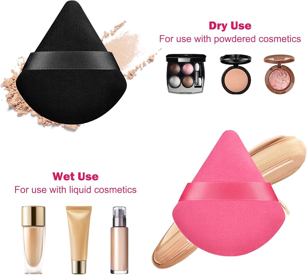 Problems Solved 4pcs triangle velvet powder puffs for pressed makeup, soft sponge applicators for setting and blending powder.