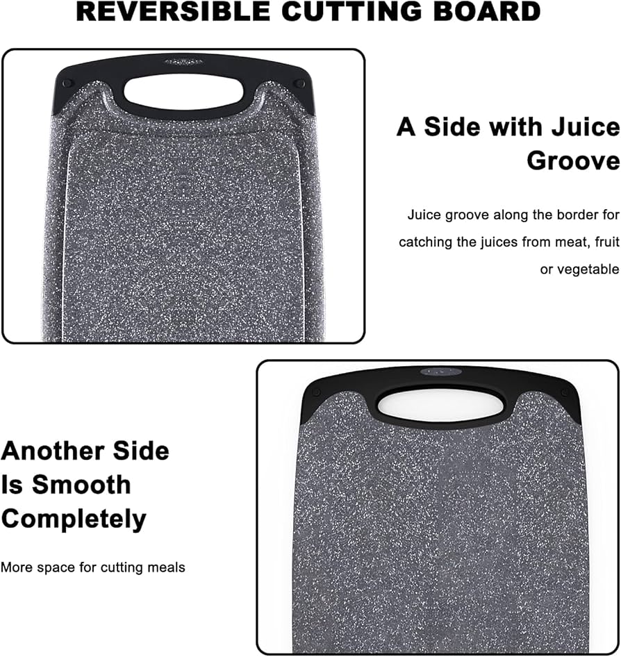 Problems Solved chopping boards set featuring multiple cutting boards of various sizes for kitchen prep and food safety.