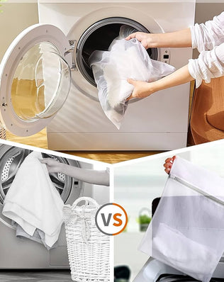 Problems Solved 3-piece mesh laundry bags for delicates with zippers, ideal for washing socks and small laundry items.