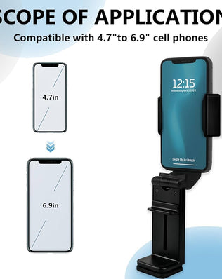 Problems Solved airplane in flight phone holder with 360° rotating clamp, universal adjustable mount for secure in-flight device use.