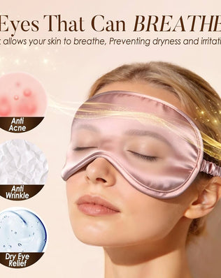 Problems Solved mulberry silk sleep mask with elastic band, soft eye mask for sleeping, travel, and napping.
