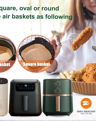 Large 10-inch round disposable parchment paper liner for air fryers, non-stick and ideal for easy cleanup in Problems Solved brand air fryer