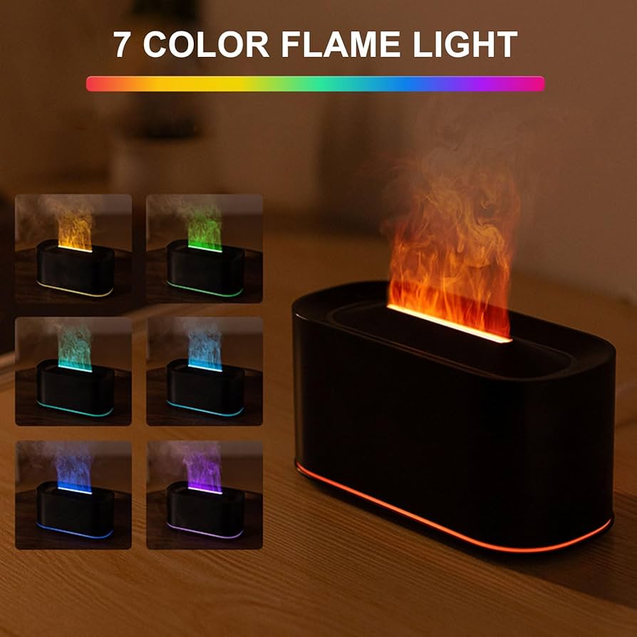 Essential Oil Diffuser, Upqrade 7 Colour Lights Flame Aromatherapy Diffuser, Oil