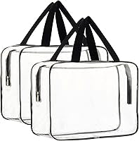 Clear Toiletry Bags, 2 Pcs Large Storage Makeup Bags Waterproof Transparent