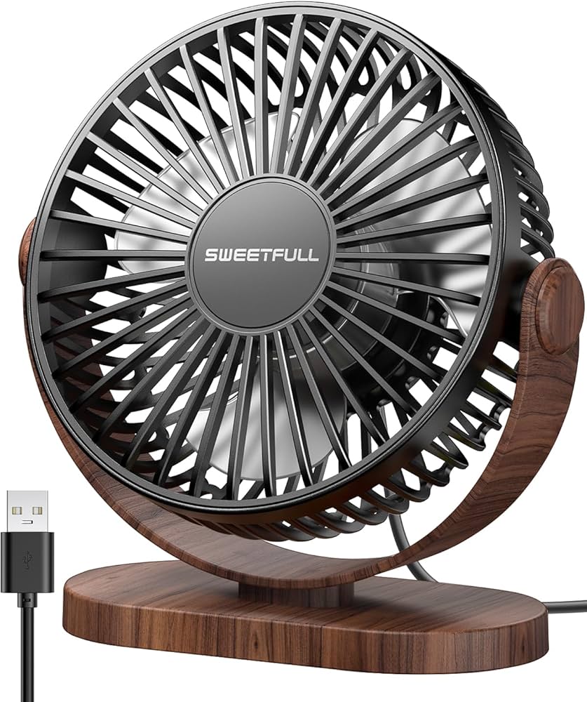 Desk Fan, Small USB Desk Fan Silent, 3 Speeds Portable Personal Desktop Fan
