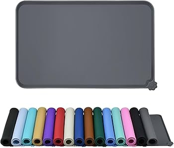 Silicone Pet Feeding Mat, Waterproof Dog Cat Food Mat with Raised Edges