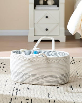 luxury little Nappy Caddy Organiser, Large - Cotton Rope Baby Diaper Organiser