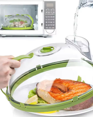 Microwave Cover for Food Clear Microwave Splatter Cover with Water Steamer and Handle