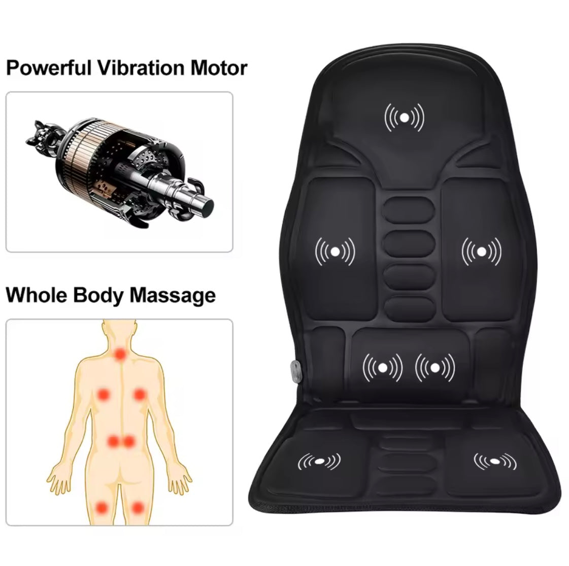Massager Chair Pad Electric Heating Vibrating Cervical Neck Back Body Cushion - Problems Solved