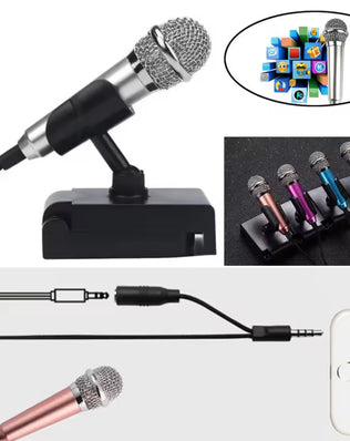 Problems Solved handheld mini 3.5mm stereo microphone for portable studio and speech recording, compact and easy to use.