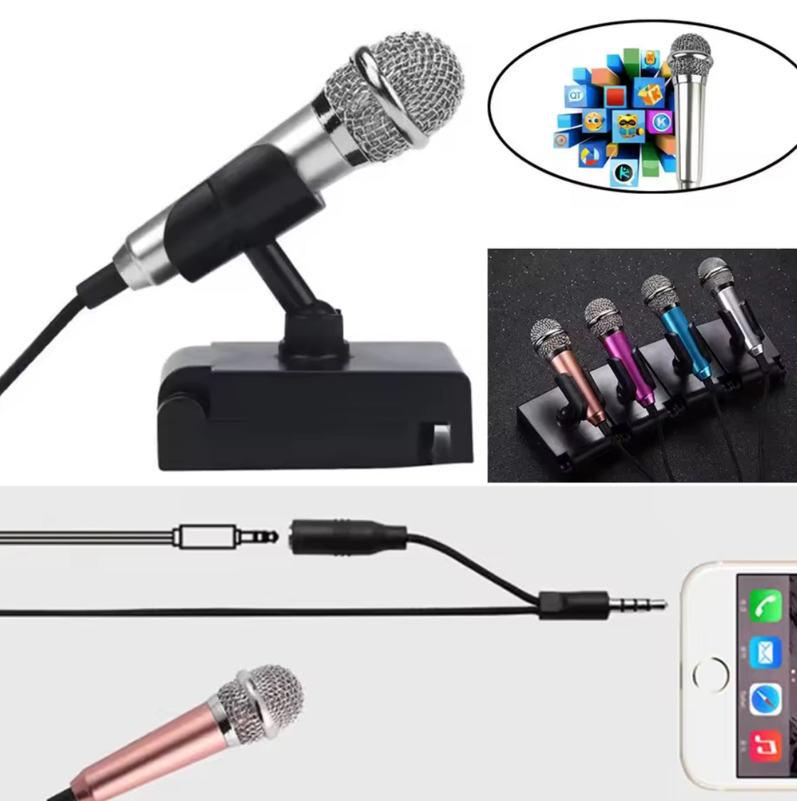 Problems Solved handheld mini 3.5mm stereo microphone for portable studio and speech recording, compact and easy to use.