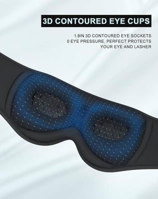 LC-dolida Bluetooth sleep mask headphones in black with 3D deep eye contour for complete blackout and comfort.