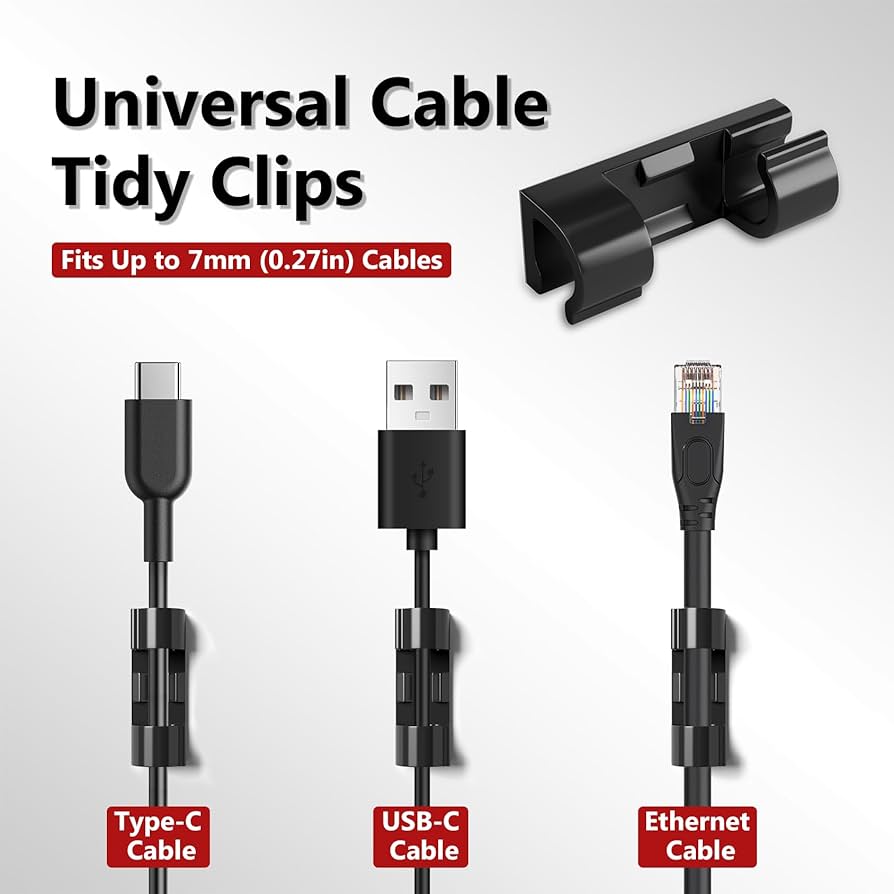 40 Pack Cable Clips Wire Management Home Office Adhesive Cable