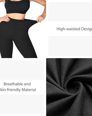 Pack of 3 women's high waist opaque black leggings for gym and yoga by Problems Solved, shown laid flat with smooth fabric.