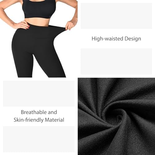 Pack of 3 women's high waist opaque black leggings for gym and yoga by Problems Solved, shown laid flat with smooth fabric.