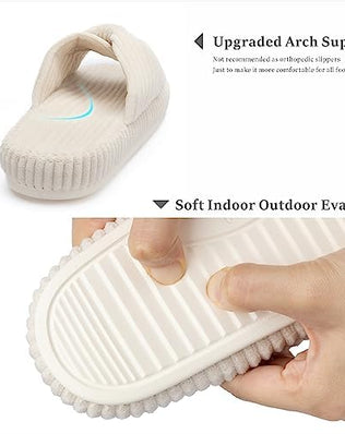 Slippers for Women Memory Foam House Bedroom Cord Bow Crossbands Slide