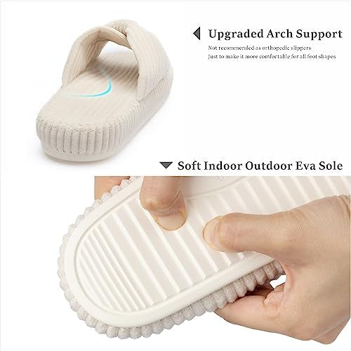 Slippers for Women Memory Foam House Bedroom Cord Bow Crossbands Slide