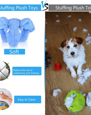 Interactive Dog Toy - No Stuffing Elephant Squeaky Chew Toy for Boredom