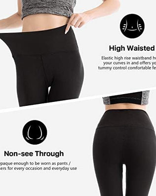 Two pairs of Problems Solved high-waisted women's leggings with tummy control and stretchy athletic fabric, shown flat.