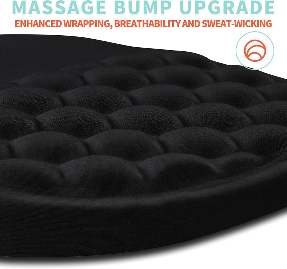 Large ergonomic mouse pad with wrist support and gel massage, designed for comfortable computer use by Problems Solved.