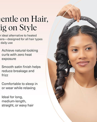 Heatless Curling Set - Satin Heatless Curlers for Long & Short Hair, Hair Curler No Heat