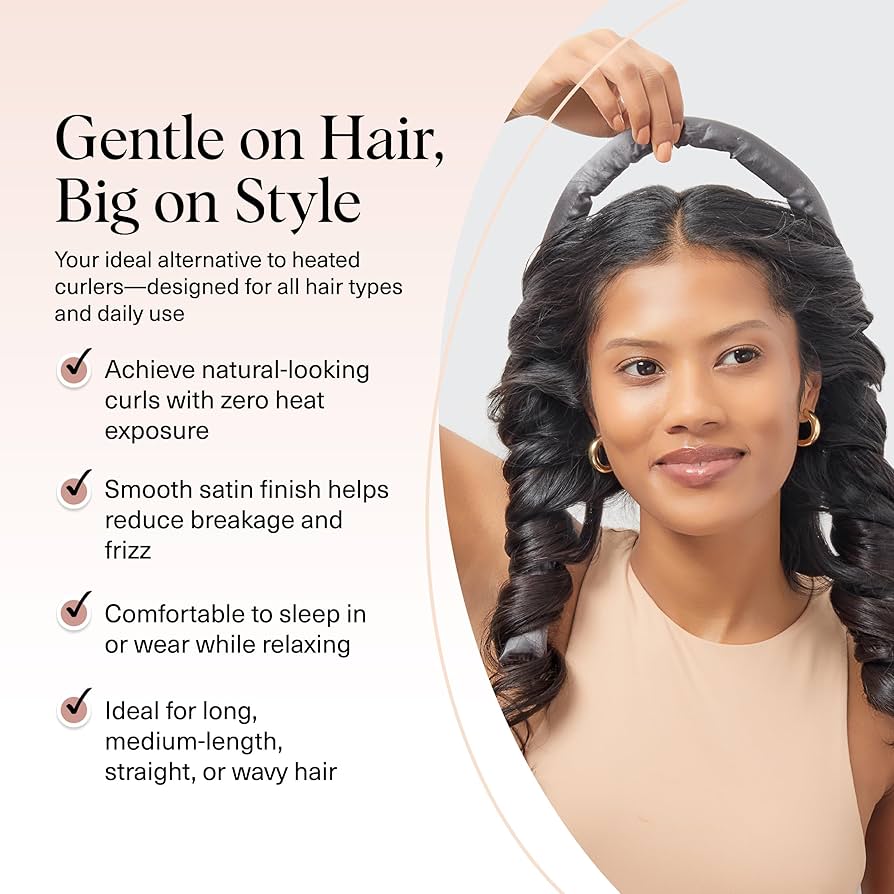 Heatless Curling Set - Satin Heatless Curlers for Long & Short Hair, Hair Curler No Heat