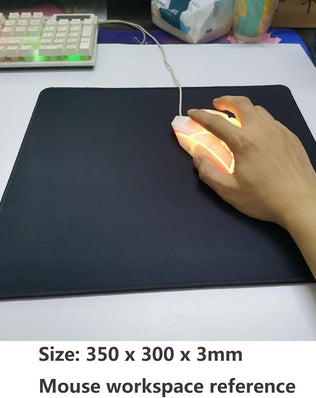 Pure black mouse mat by Problems Solved, 350x300mm with 3mm thickness and anti-slip rubber base for smooth computer use.