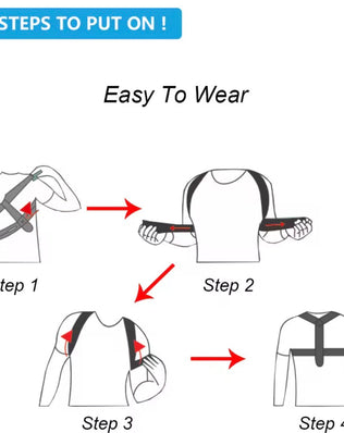 Problems Solved posture corrector for men and women, upper back brace supporting proper spinal alignment and posture.