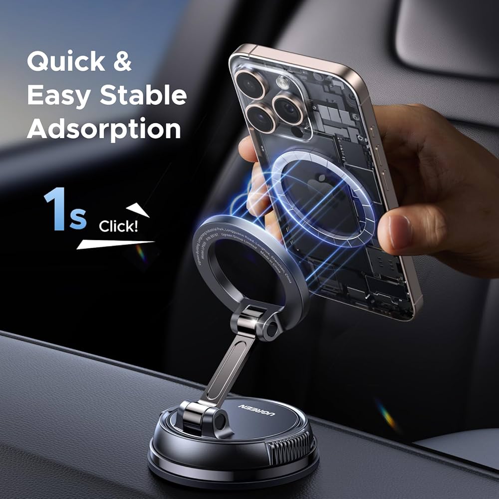 Problems Solved UGREEN MagSafe Car Mount with suction cup, 360° magnetic phone holder for secure in-car use.