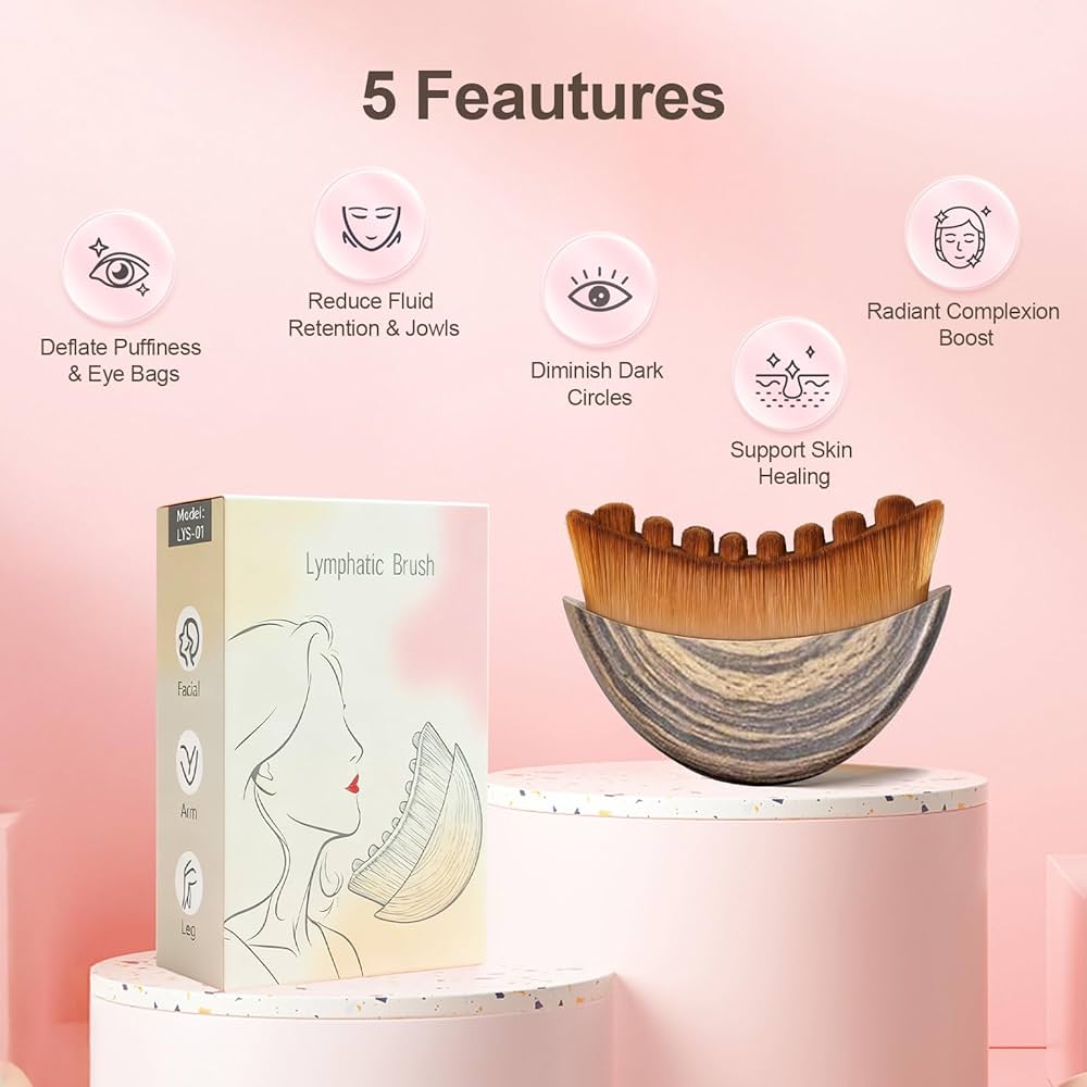 Problems Solved contour face brush for manual lymphatic drainage, natural makeup brush for facial massage and skin care.