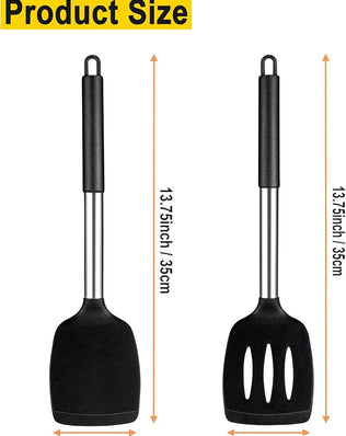 Pack of 2 Silicone Spatula Turner, Non Stick Slotted Kitchen Spatulas