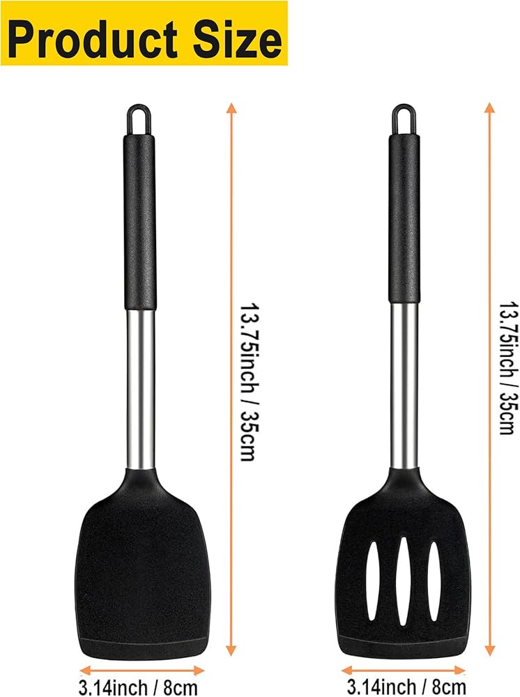 Pack of 2 Silicone Spatula Turner, Non Stick Slotted Kitchen Spatulas