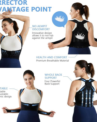 Back Brace, Posture Corrector for Women and Men, Adjustable Full Back Support