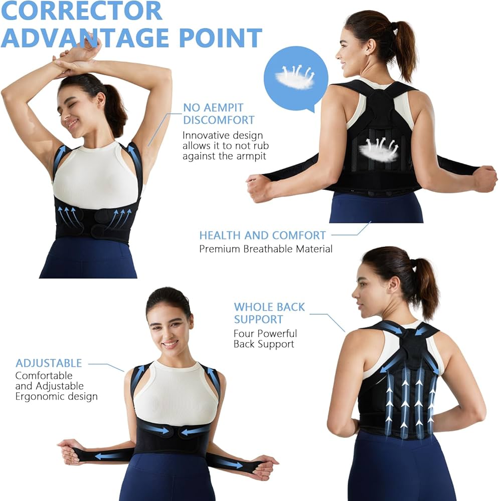 Back Brace, Posture Corrector for Women and Men, Adjustable Full Back Support