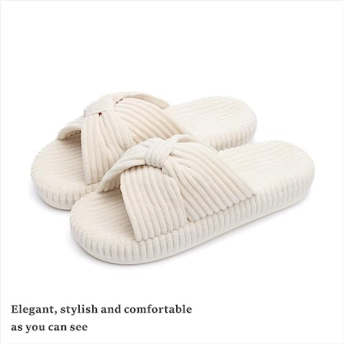 Slippers for Women Memory Foam House Bedroom Cord Bow Crossbands Slide