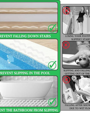 Set of 24 Problems Solved self-adhesive shower stickers with non-slip textured surface for safety in bathroom showers.