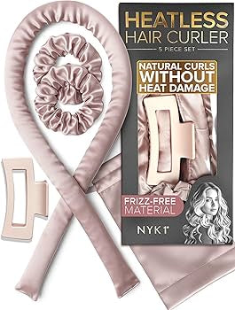 Problems Solved heatless curlers set with five soft curlers for effortless waves and curls, shown in the image.