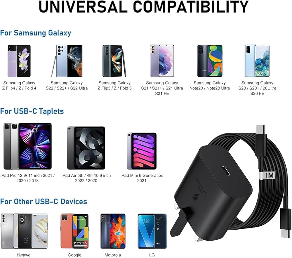 Galaxy A17|A17 5G/A16/A15/A15 5G Charger [25W] Super Fast Charger Plug For Samsung
