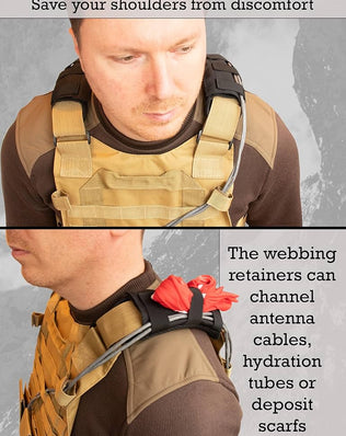 Problems Solved shoulder strap pad designed for plate carriers, provides comfortable weight distribution for tactical gear.
