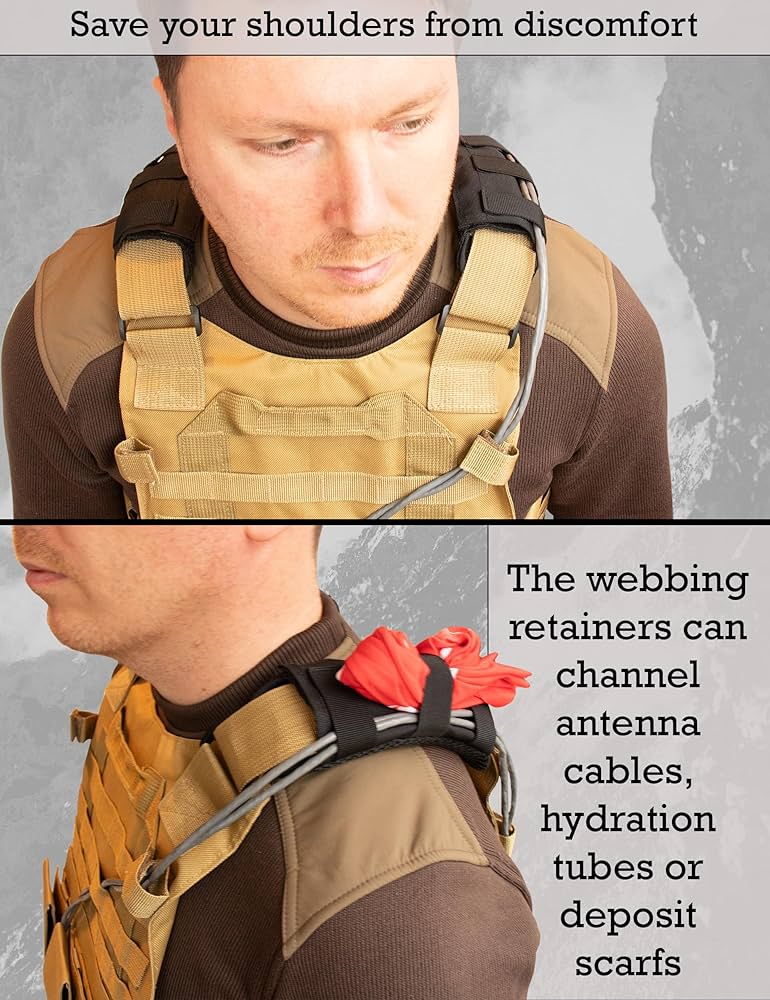 Problems Solved shoulder strap pad designed for plate carriers, provides comfortable weight distribution for tactical gear.