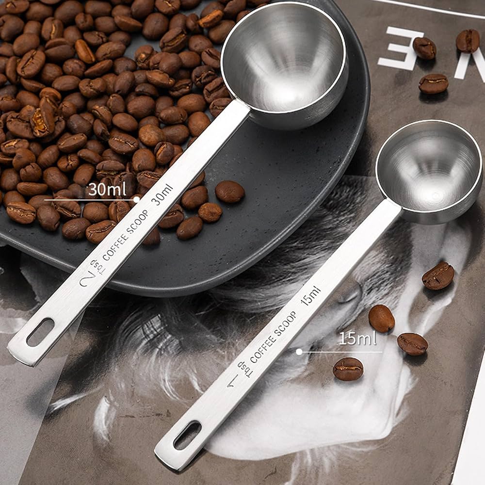 2 Pieces 15ml and 30ml Coffee Measuring Sets with Long Handle, Stainless Steel