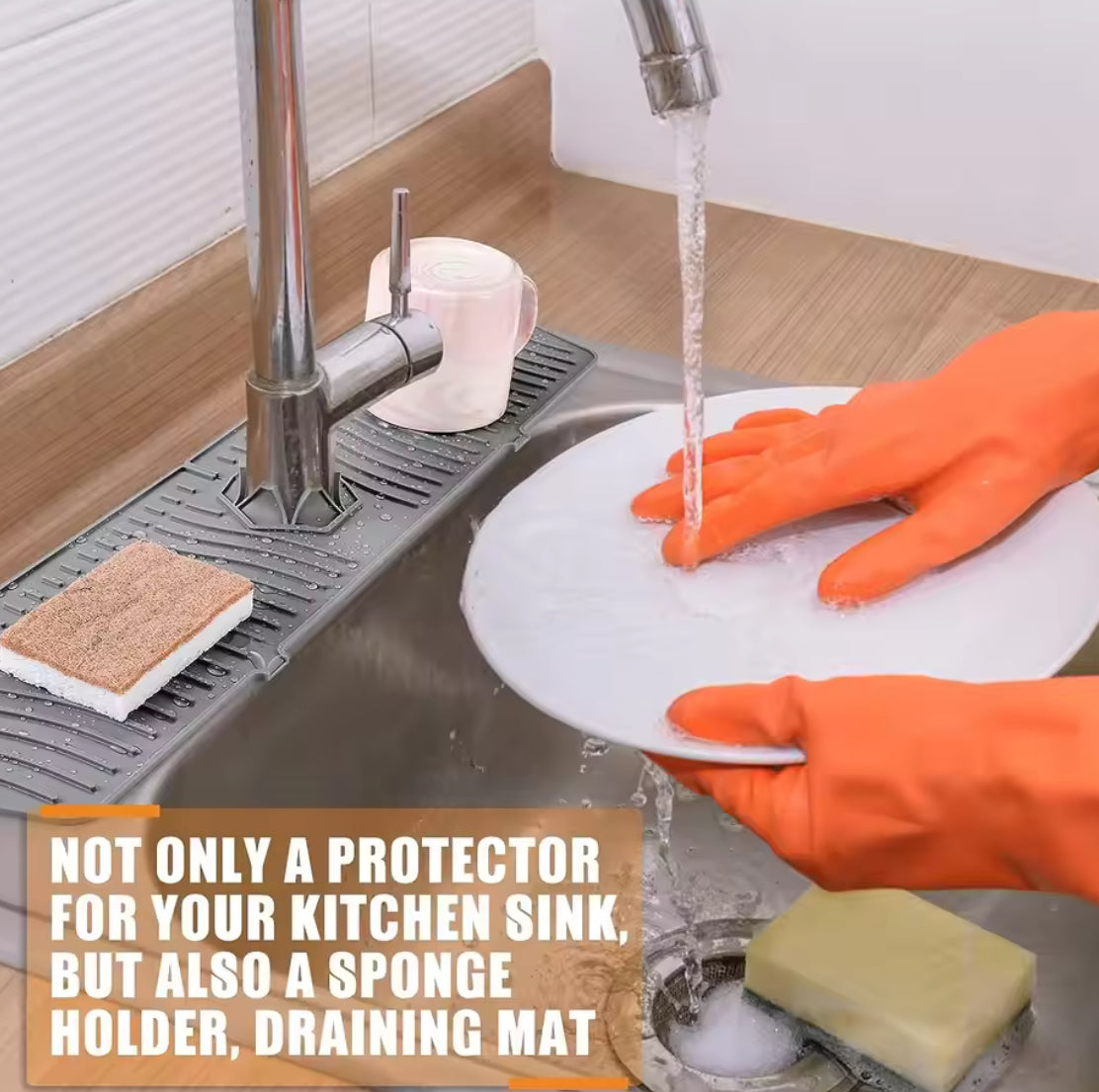 Long Silicone Sink Faucet Splash Guard Mat 2PCS - Problems Solved