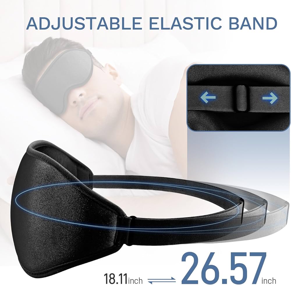 Problems Solved 99% fully block out light eye sleep mask with 3D deep contoured eyes cover for comfortable sleep and eye relief.