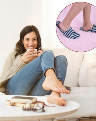 Foldable Slippers, Non-Slip Portable Hotel Slippers for Men and Women (Stripes, Large/X-Large)