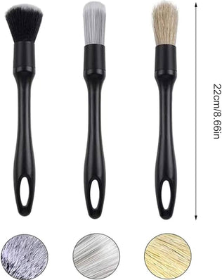 3pcs Car Detailing Brushes Set Soft Auto Detailing Brush Kit Interchangeable Different Sized