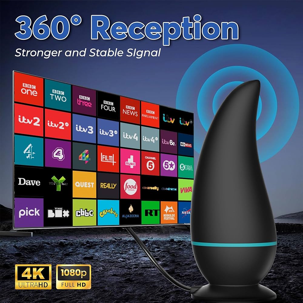 2026 Indoor TV Aerial, Digital TV Ariels Indoor 350+ Miles Long Range