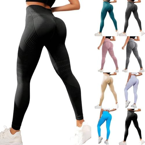 Problems Solved 3D anti-cellulite compression leggings for women, high waist seamless design, shown in black on a model.