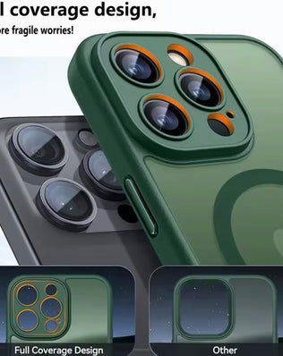 Problems Solved magnetic phone case for MagSafe, military-grade shockproof design, shown on a smartphone with a sleek black finish.