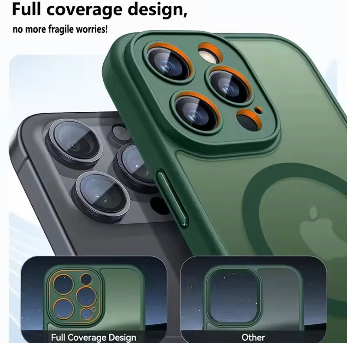 Problems Solved magnetic phone case for MagSafe, military-grade shockproof design, shown on a smartphone with a sleek black finish.